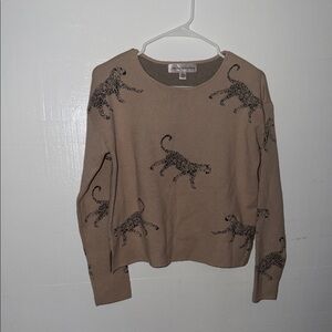 Catherine Malandrino Taupe Knit Sweater with Black Trim